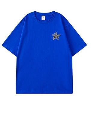 スターグリッターバックプリント半袖Tシャツ U2479