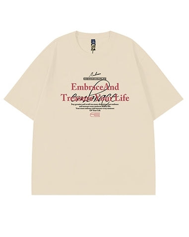 タイポグラフィモチーフグラフィック半袖Tシャツ U2134