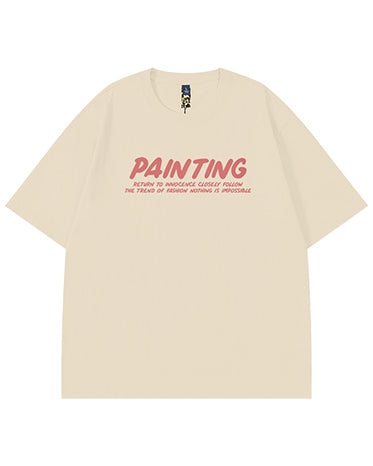 ピンクロゴメッセージプリント半袖Tシャツ U2162