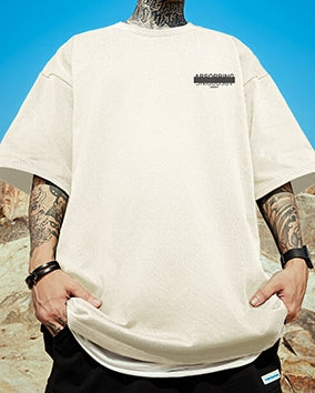 ブラックアウトロゴデザイン半袖Tシャツ U2142