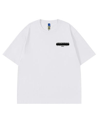 ブラックアウトロゴデザイン半袖Tシャツ U2142