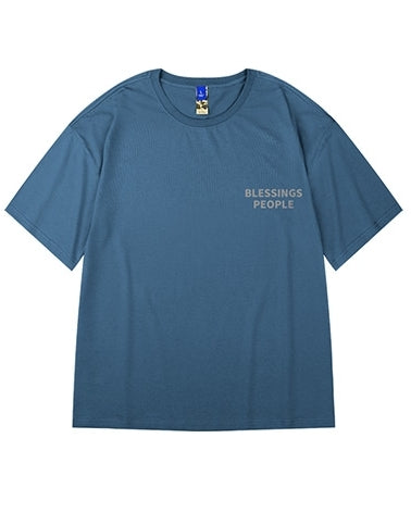 ナイトスカイモチーフバックプリント半袖Tシャツ U2305