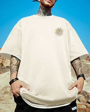 サイケデリックグラフィックメッセージ半袖Tシャツ U2117