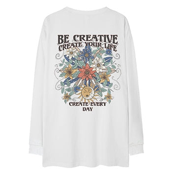 バックプリントクリエイティブ長袖Tシャツ U2267