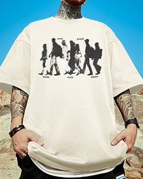 アートシルエットプリント半袖Tシャツ U2182