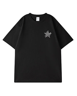 スターグリッターバックプリント半袖Tシャツ U2479