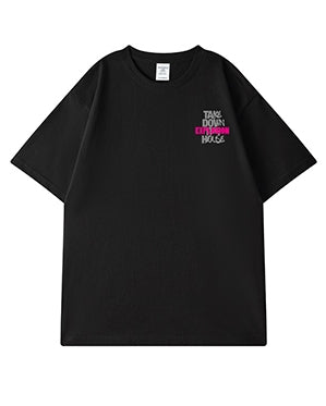 インパクトフォントダメージロゴ半袖Tシャツ U2491