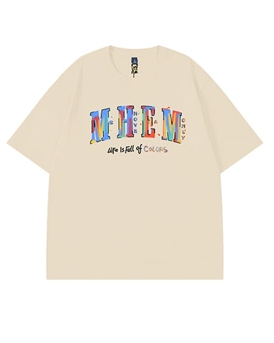 プレイフルタイポアートデザイン半袖Tシャツ U2171