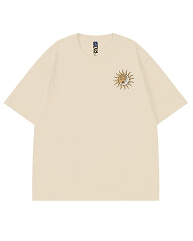 サイケデリックグラフィックメッセージ半袖Tシャツ U2117
