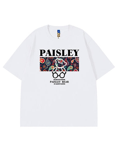 ペイズリーベアグラフィック半袖Tシャツ U2188