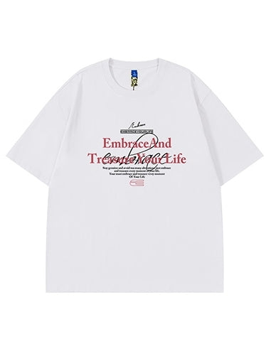 タイポグラフィモチーフグラフィック半袖Tシャツ U2134