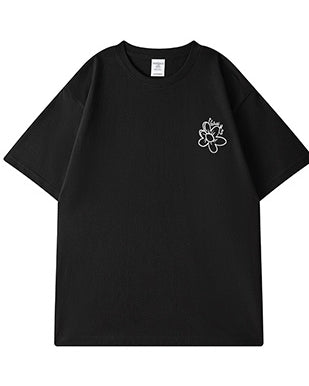 グラフィティフラワーバックプリント半袖Tシャツ U2480