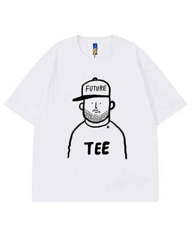 コミカルフェイスプリント半袖Tシャツ U2176