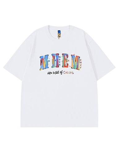 プレイフルタイポアートデザイン半袖Tシャツ U2171