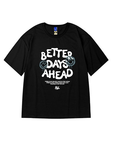 ドロップアートタイポグラフィ半袖Tシャツ U2236