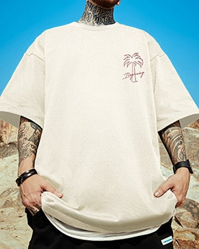 シンプルパームグラフィック半袖Tシャツ U2196