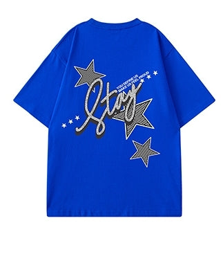 スターグリッターバックプリント半袖Tシャツ U2479