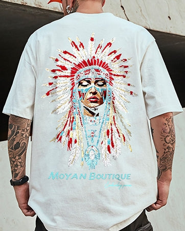 トライバルアートグラフィック半袖Tシャツ U2151