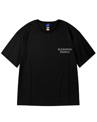ナイトスカイモチーフバックプリント半袖Tシャツ U2305