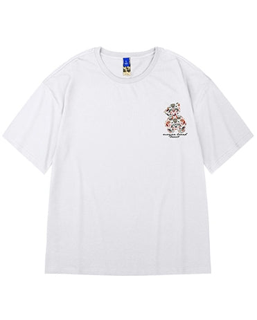 トライバルテイストカラフルバックプリント半袖Tシャツ U2329