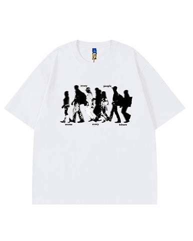 アートシルエットプリント半袖Tシャツ U2182
