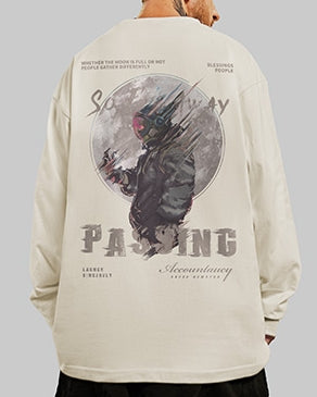 ムーンスペースグラフィック長袖Tシャツ U2371