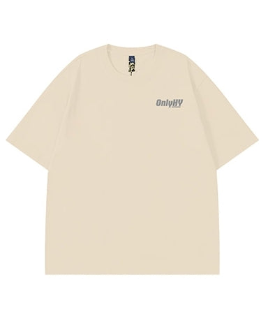 モノトーンバックプリント半袖Tシャツ U2173