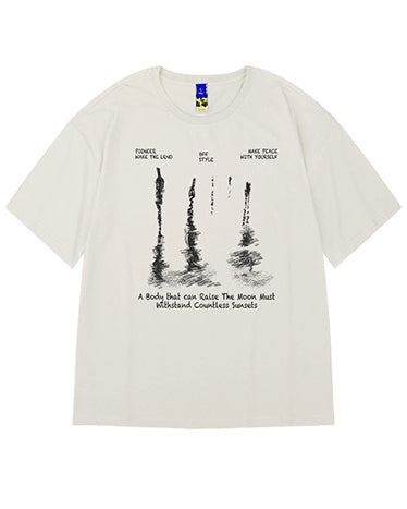 リフレクションアートプリント半袖Tシャツ U2287