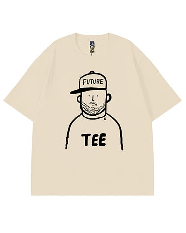 コミカルフェイスプリント半袖Tシャツ U2176