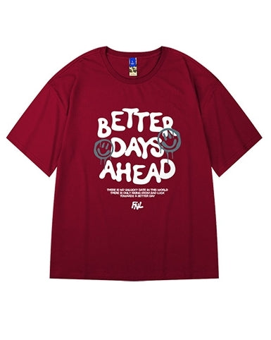 ドロップアートタイポグラフィ半袖Tシャツ U2236