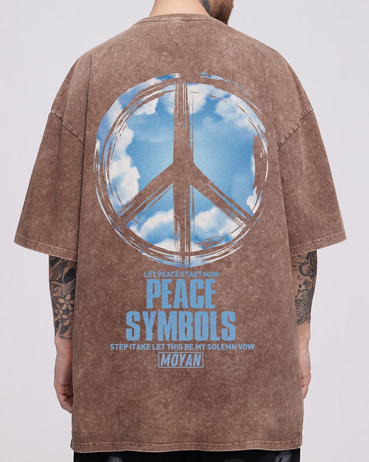 ピースグラフィックデザイン半袖Tシャツ U2245