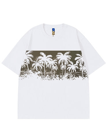 パームツリーグラフィック半袖Tシャツ U2181