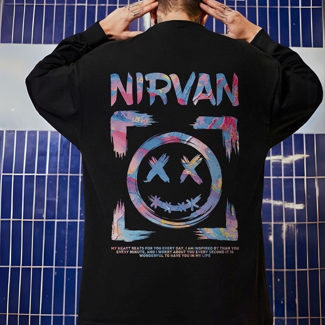 サークルストリートバックプリント長袖Tシャツ U2283