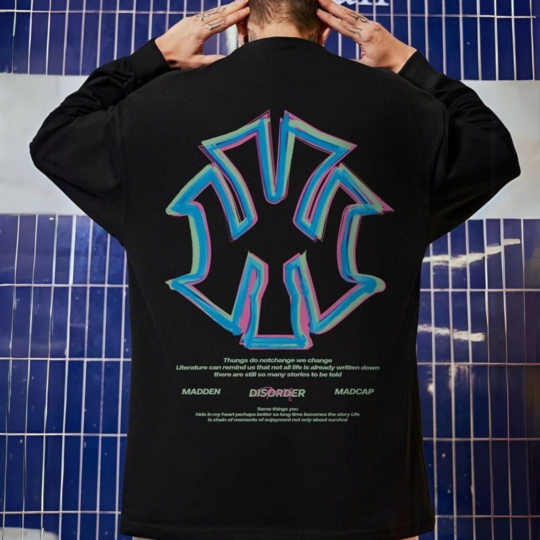 ストリートバックプリント長袖Tシャツ U2279