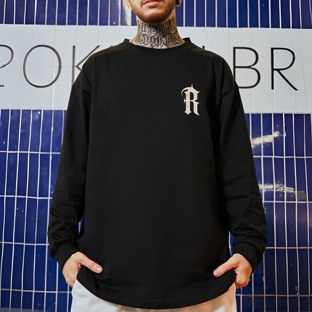 Rバックプリント長袖Tシャツ U2286