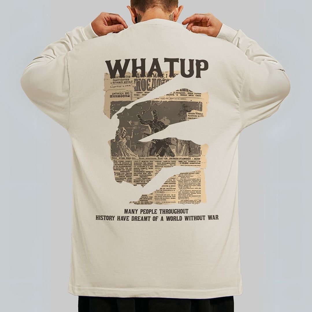 バックデザインプリント長袖Tシャツ U2285