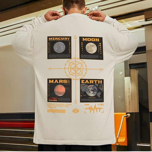 ムーンバックプリント長袖Tシャツ U2270