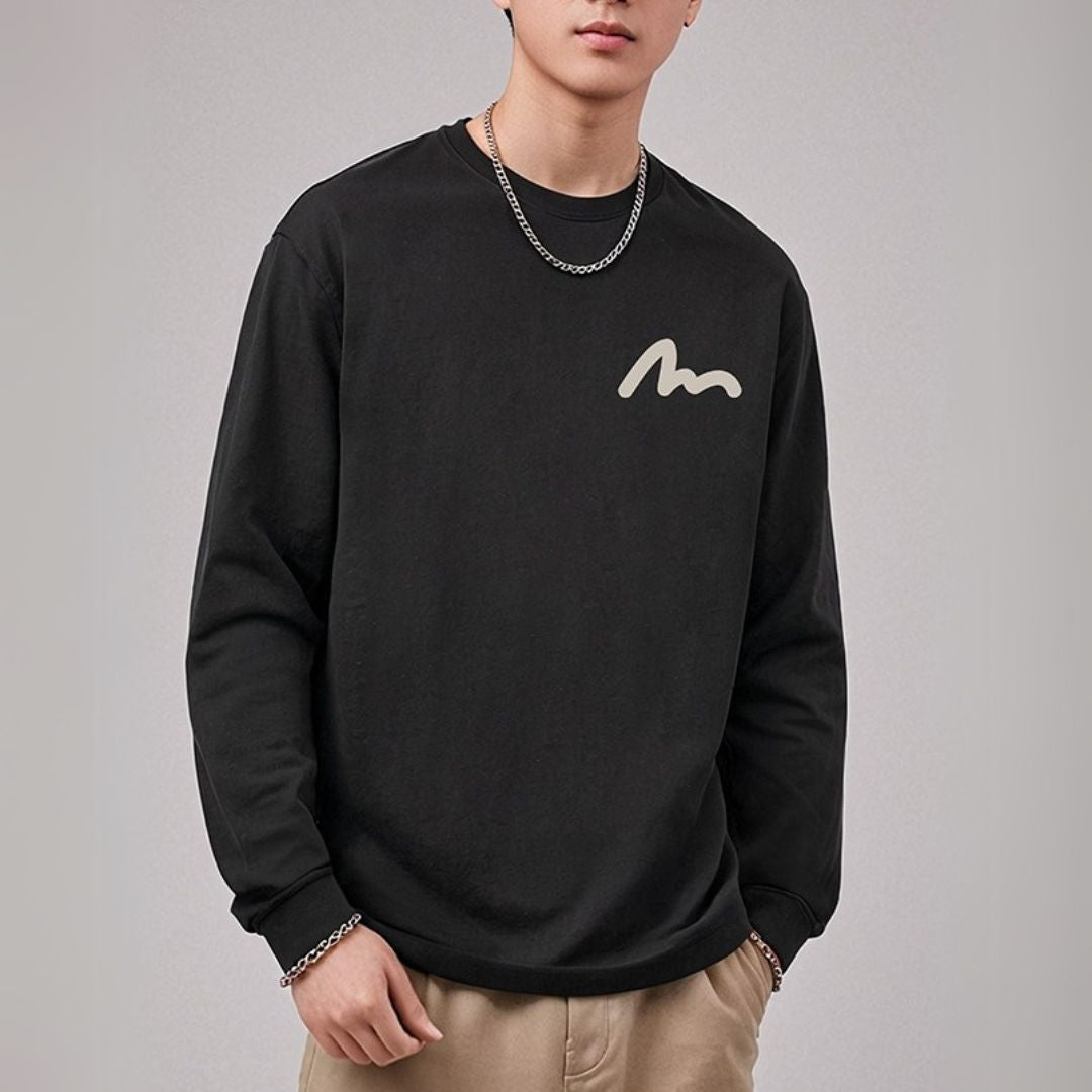 ヒップホップシンプルワンポイント長袖Tシャツ U2291