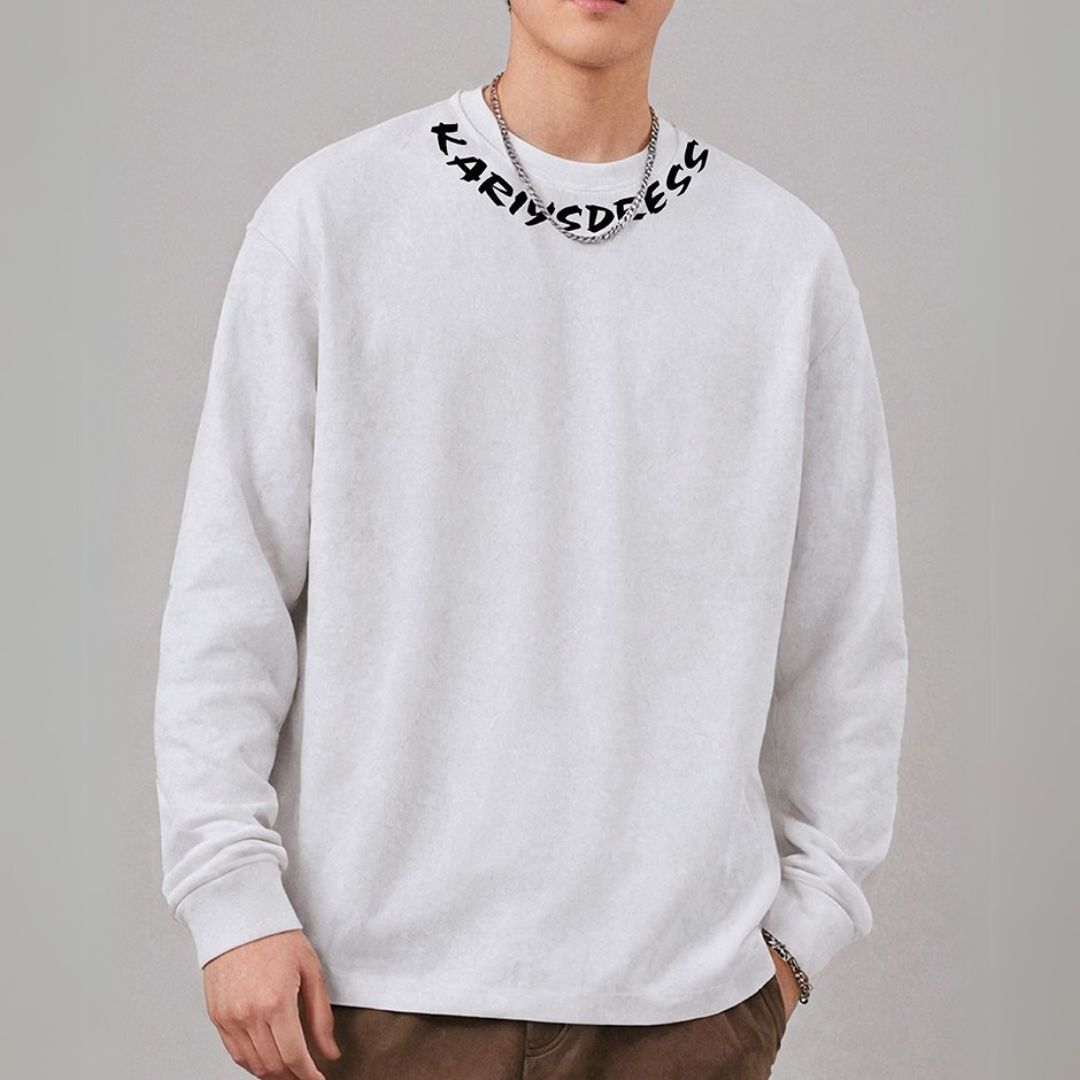 ネックラインデザイン長袖Tシャツ U2289