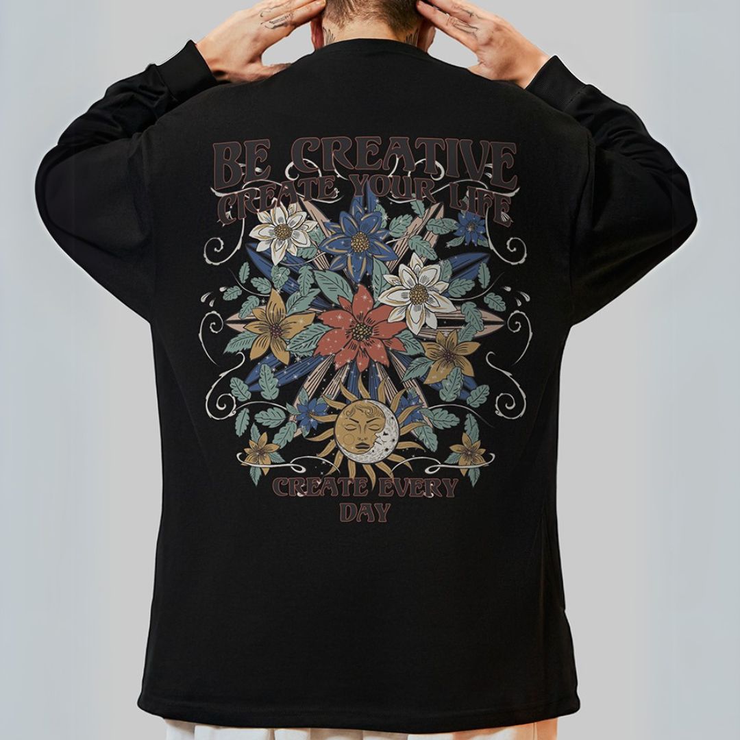 バックプリントクリエイティブ長袖Tシャツ U2267