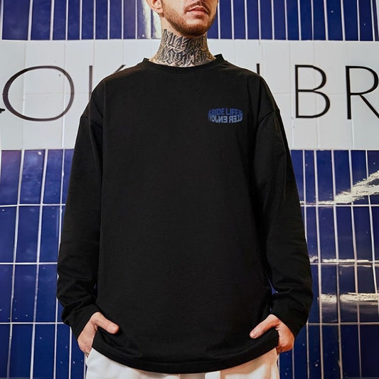 ラウンドネックプリント長袖Tシャツ U2282