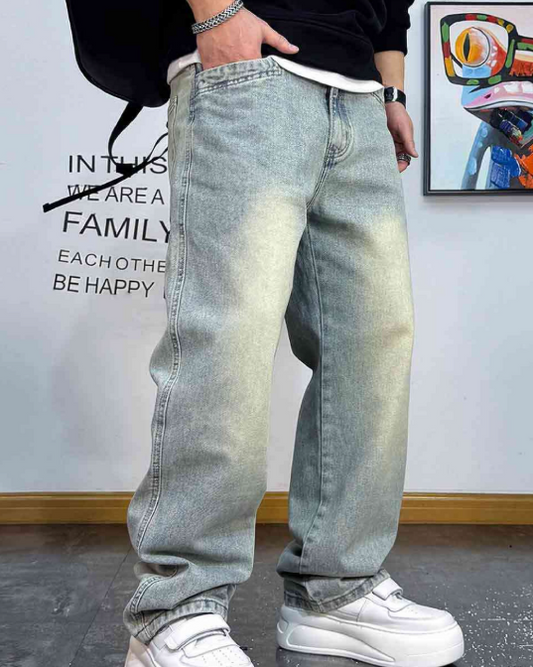 ヴィンテージウォッシュストレートデニムパンツ U2055