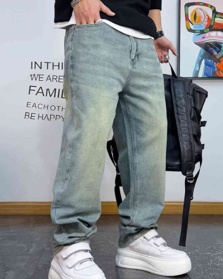 【OUTLET/即納】ライトウォッシュストレートデニムパンツ U2058