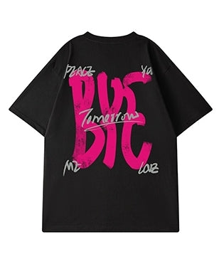 ビッグタイポストリートメッセージ半袖Tシャツ U2499