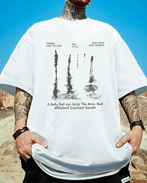 リフレクションアートプリント半袖Tシャツ U2287