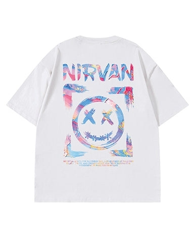 カラフルスマイルバックプリントTシャツ U2127