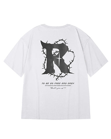 ダークストリートバックプリント半袖Tシャツ U2202