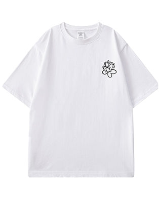 グラフィティフラワーバックプリント半袖Tシャツ U2480