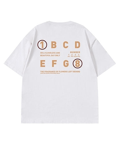 ナンバーアンドレターズデザイン半袖Tシャツ U2133