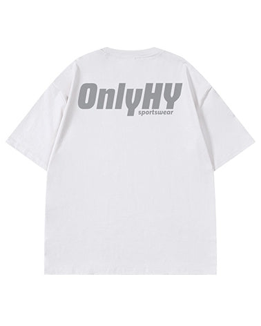 モノトーンバックプリント半袖Tシャツ U2173